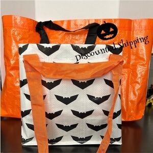 IKEA tote bundle 1 large orange & 1 small B&W ship discount